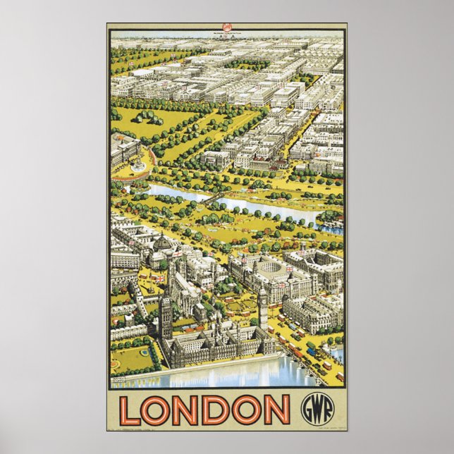 Póster Viagens vintage de Londres (Frente)