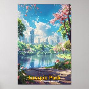 Poster Viagens vintage de Lumpini Park Bangkok Tailândia