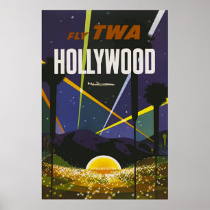 Poster Viagens vintage de Luzes de Hollywood