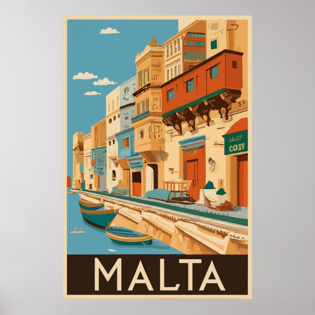 Poster Viagens vintage de Malta (Frente)