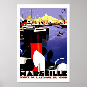 Póster Viagens vintage de Marselha
