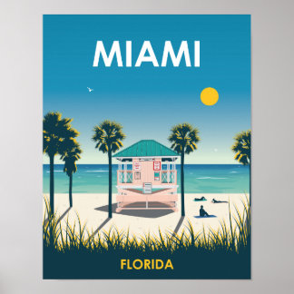 Poster Viagens vintage de Miami Beach Florida