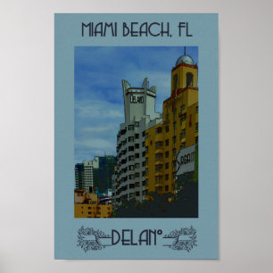 Poster Viagens vintage de Miami Beach Florida