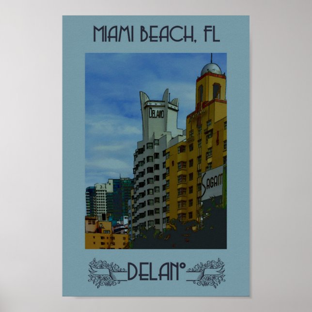 Poster Viagens vintage de Miami Beach Florida (Frente)