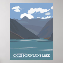 Poster Viagens vintage de Paisagem do Lago do Chile