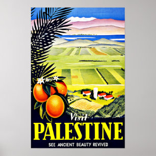 Póster Viagens vintage de Palestina da visita