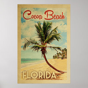 Poster Viagens vintage de Palm de praia de Cacau