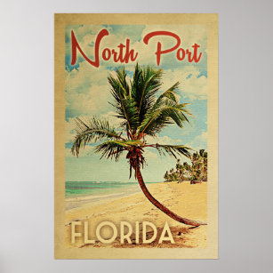 Poster Viagens vintage de Palm Tree North Port