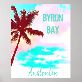 Poster Viagens vintage de palma do hipster Byron Bay Aust