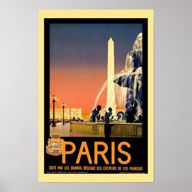 Póster Viagens vintage de Paris (Frente)