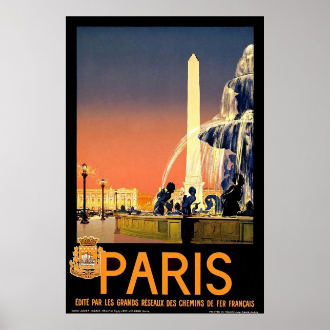 Póster Viagens vintage de Paris (Frente)