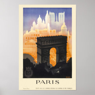 Poster Viagens vintage de Paris de 1935