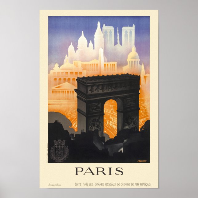Poster Viagens vintage de Paris de 1935 (Frente)