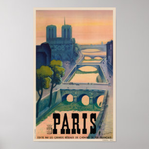Poster Viagens vintage de Paris França de 1937
