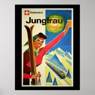 Poster Viagens vintage de Poster, Suiça, Jungfrau,