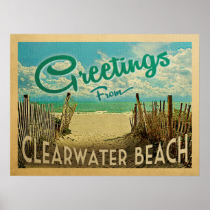Poster Viagens vintage de praia Clearwater
