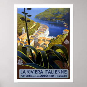 Poster Viagens vintage de Riviera do italiano