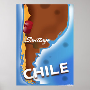Póster Viagens vintage de santiago do Chile
