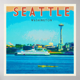 Póster Viagens vintage de Seattle - Fotografia