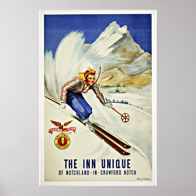 Póster Viagens vintage de Ski Notchland Crawford (Frente)