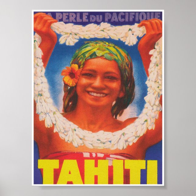 Poster Viagens vintage de Taiti (Frente)