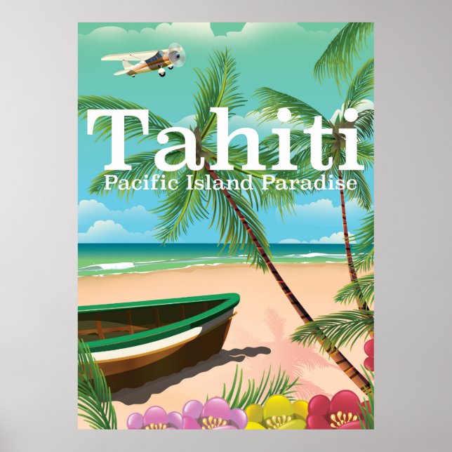 Poster Viagens vintage de Taiti (Frente)