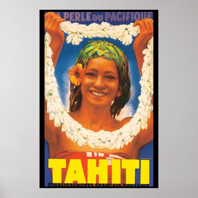 Poster Viagens vintage de Taiti (Frente)