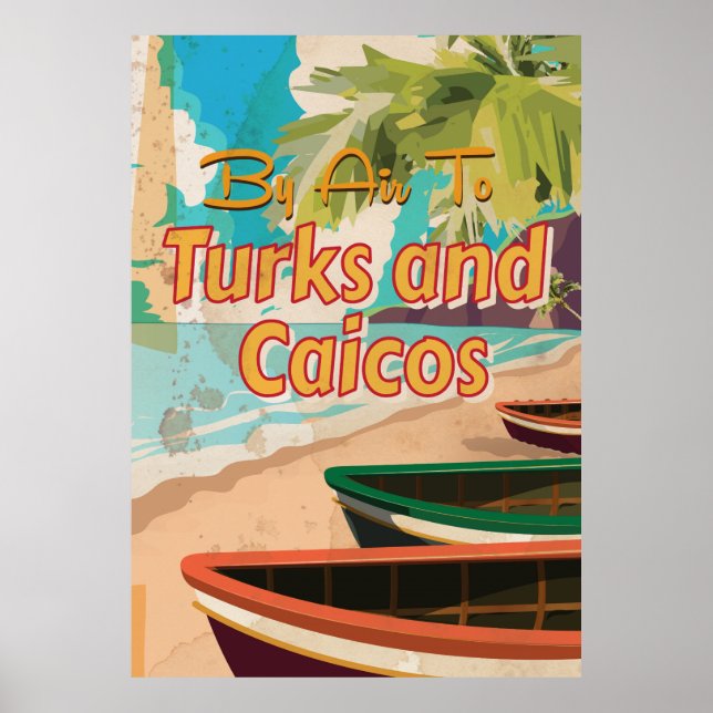 Póster Viagens vintage de Turks e Caicos (Frente)