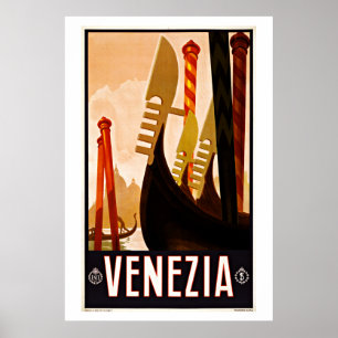 Póster Viagens vintage de Venezia, Veneza, Italia