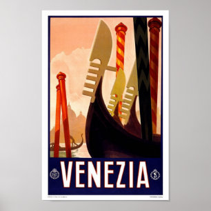 Póster Viagens vintage de Venezia Veneza Italia