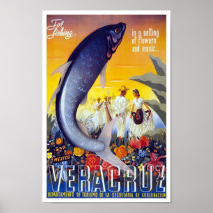 Póster Viagens vintage de Veracruz México