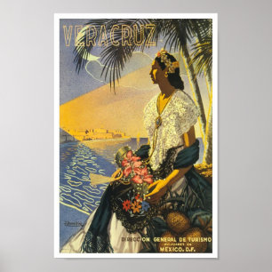 Póster Viagens vintage de Veracruz México