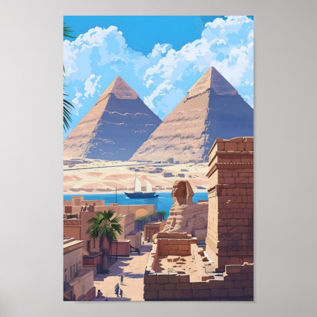 Poster Viagens vintage do Cairo Egito (Frente)