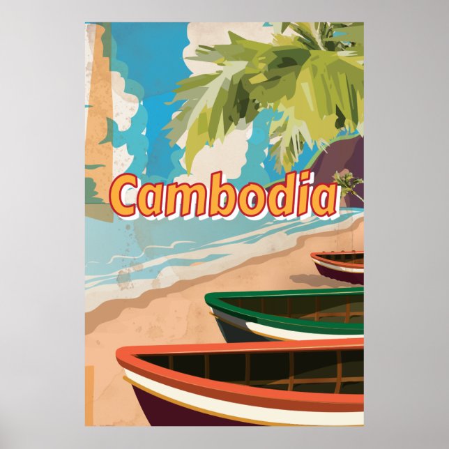 Poster Viagens vintage do Camboja (Frente)