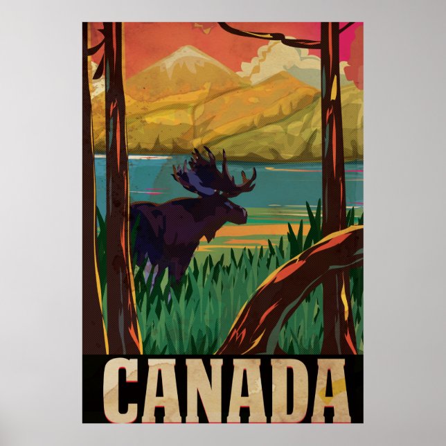 Póster Viagens vintage do Canadá (Frente)