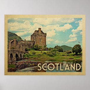 Poster Viagens vintage do castelo de Scotland