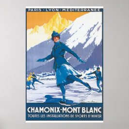 Póster Viagens vintage do Chamonix Mont Blanc