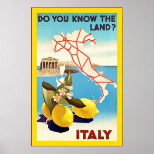 Poster Viagens vintage do ~ de Italia