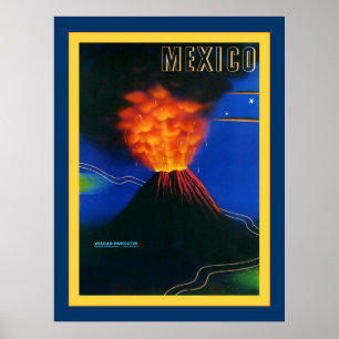 Póster Viagens vintage do ~ de Volcan Paricutin do ~ de