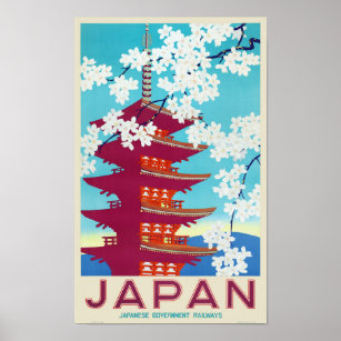 Poster Viagens vintage do Japão da década de 30