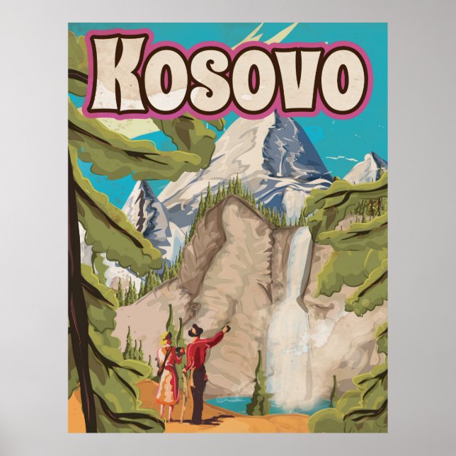 Póster Viagens vintage do Kosovo (Frente)