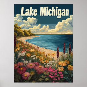 Poster Viagens vintage do Lago Michigan