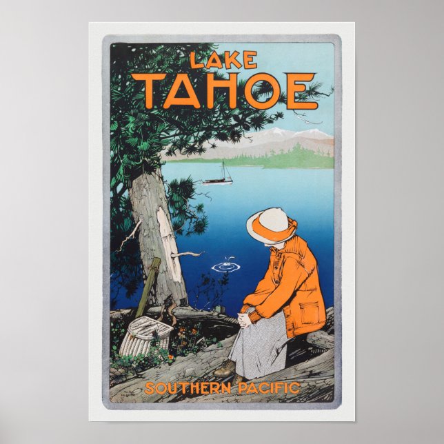 Poster Viagens vintage do Lago Tahoe, 1923 (Frente)