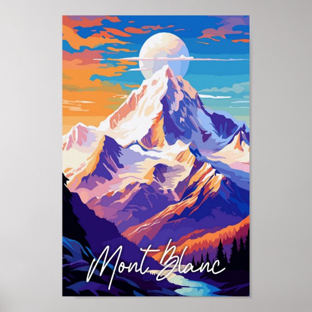 Poster Viagens vintage do Monte Branco (Frente)