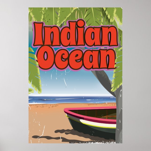 Póster Viagens vintage do Oceano Índico (Frente)