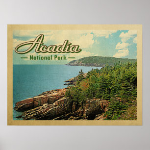 Poster Viagens vintage do parque nacional do Acadia