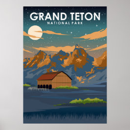 Poster Viagens vintage do Parque Nacional Grand Teton