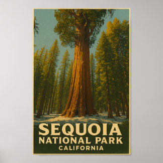 Poster Viagens vintage do Parque Nacional Sequoia