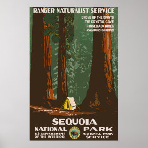 Poster Viagens vintage do Parque Nacional Sequoia