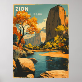 Poster Viagens vintage do Parque Nacional Zion